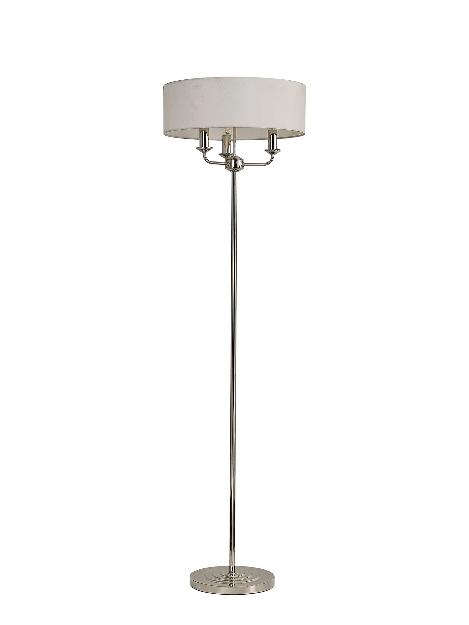 Banyan 45cm 3 Light Floor Lamp Polished Nickel, White DK0881  Deco Banyan PN WH